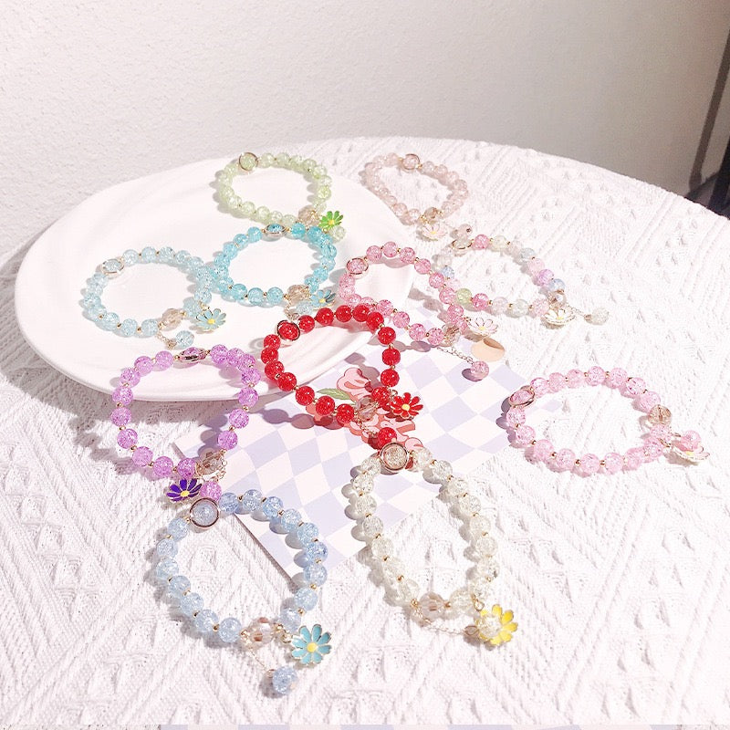 DIY Handmade clearance candy bracelet beads, all-match sunflower small zou chrysanthemum bracelets with mixed colors and pendant bracelets