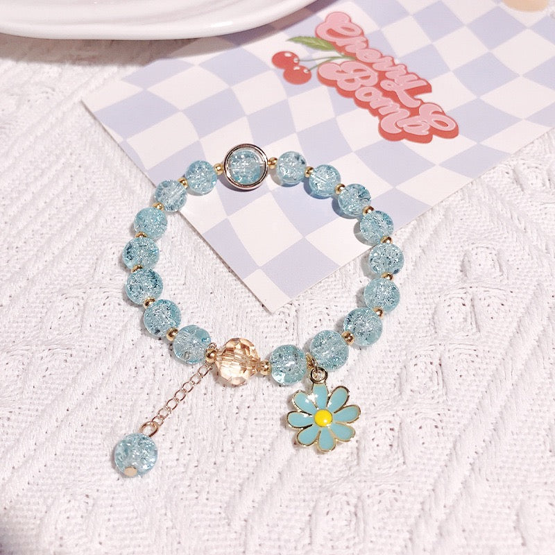 DIY Handmade clearance candy bracelet beads, all-match sunflower small zou chrysanthemum bracelets with mixed colors and pendant bracelets